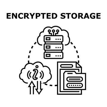 Encrypted storage concept for secure data protection Stock Illustration