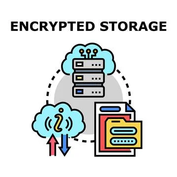 Encrypted storage concept for secure data protection Stock Illustration