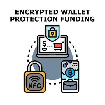 Encrypted wallet protection funding security concept Stock Illustration