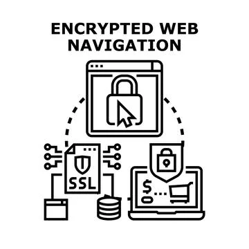 Encrypted web navigation securing online data privacy Stock Illustration
