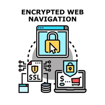 Encrypted web navigation securing online data privacy Stock Illustration