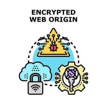 Encrypted web origin protecting data and securing network connection Stockillustratie