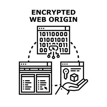 Encrypted web origin securely protecting digital data Stock Illustration