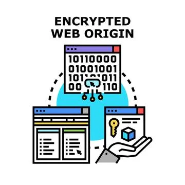 Encrypted web origin securely protecting digital data Stock Illustration