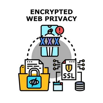 Encrypted web privacy protecting online user data Stock Illustration