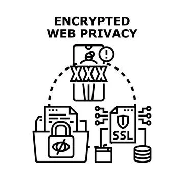 Encrypted web privacy protecting online user data Stock Illustration