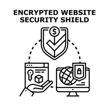 Encrypted website data transfer and digital security concept Stock Illustration