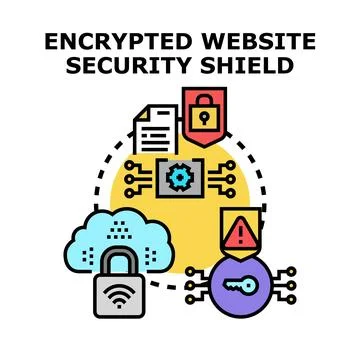 Encrypted website security shield concept protecting digital data 스톡 일러스트