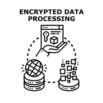 Encrypting and processing data for global security Stock Illustration