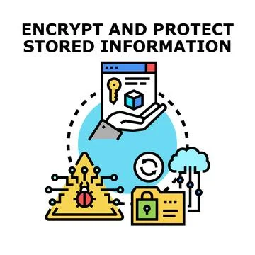 Encrypting and protecting digital stored information securely from threats 스톡 일러스트