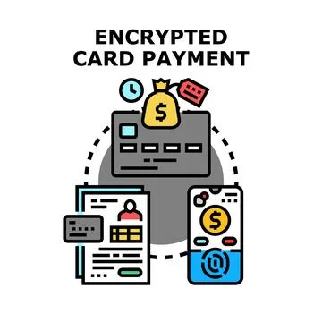 Encrypting card payment data for secure online transactions Stock Illustration
