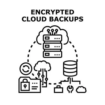 Encrypting cloud backups for secure data storage and protection 스톡 일러스트