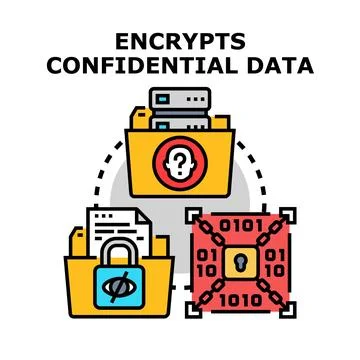Encrypting confidential data for cyber security Illustrazione stock