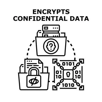 Encrypting confidential data for cyber security Stock Illustration