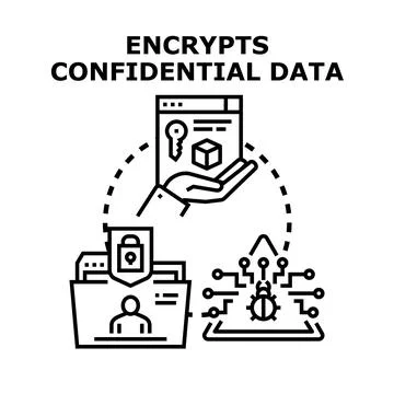 Encrypting confidential data protecting information from virus threats Stock Illustration
