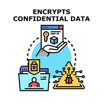 Encrypting confidential data protecting information from virus threats Stock Illustration
