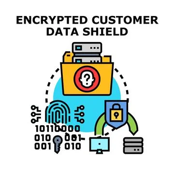 Encrypting customer data shielding information protection Stock Illustration