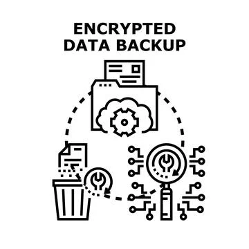Encrypting data backup system for digital security Stock Illustration