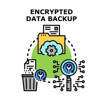 Encrypting data backup system for digital security Illustrazione stock