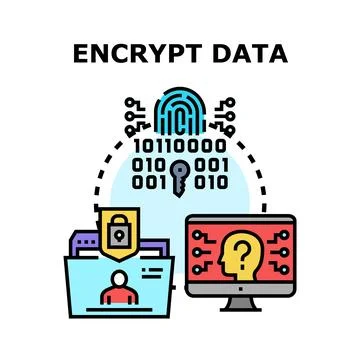 Encrypting data cyber security processing confidential information Stock Illustration