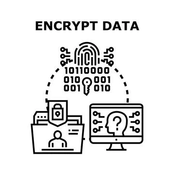 Encrypting data cyber security processing confidential information イラスト素材
