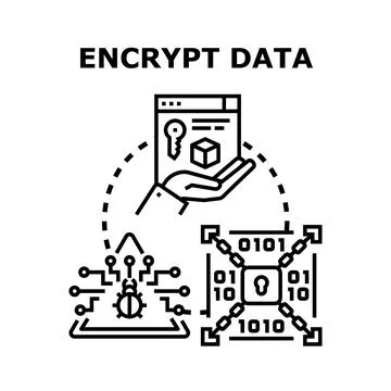 Encrypting data protecting digital information from threats Stock Illustration