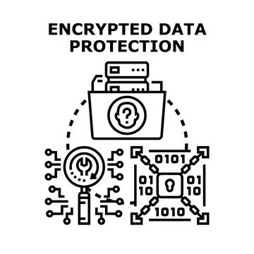 Encrypting data protection and digital security concept Stockillustratie