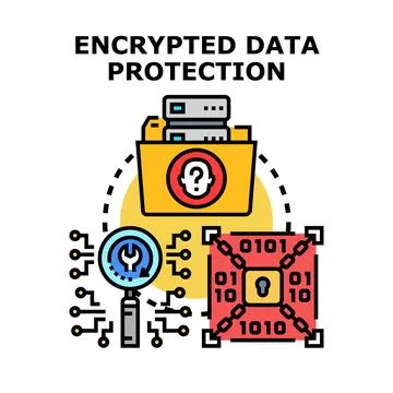 Encrypting data protection and digital security concept Illustrazione stock