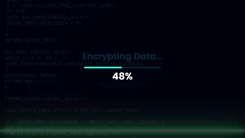 Encrypting data with running code animation featuring cyber security Stock Footage 347636808