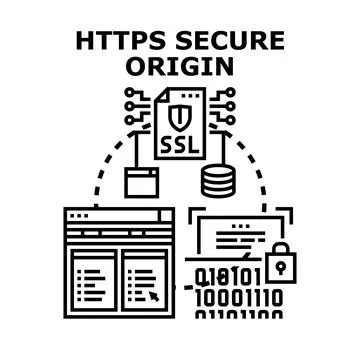 Encrypting data for secure https server connection Stock Illustration