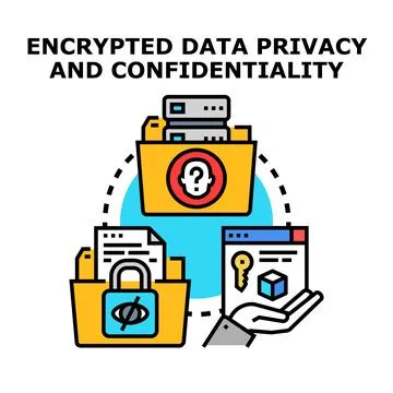 Encrypting data security and confidentiality concept 库存插图