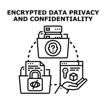 Encrypting data security and confidentiality concept Stock Illustration