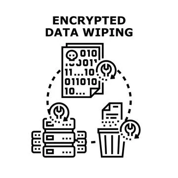 Encrypting data wiping process for digital security 스톡 일러스트