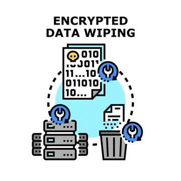 Encrypting data wiping process for digital security Stock Illustration
