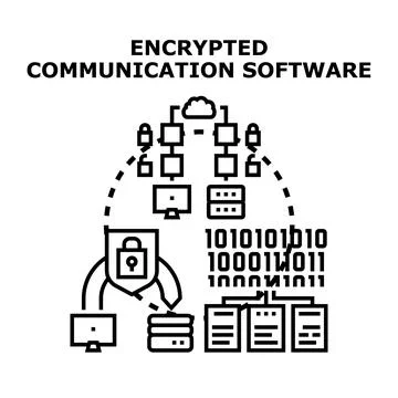 Encrypting digital communication and data security concept Stock Illustration