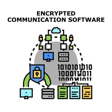 Encrypting digital communication and data security concept Stock Illustration