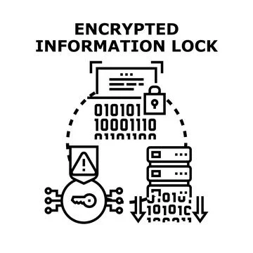 Encrypting digital data for information safety and secure protection 스톡 일러스트