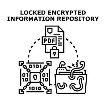 Encrypting digital data for safe information storage Illustrazione stock