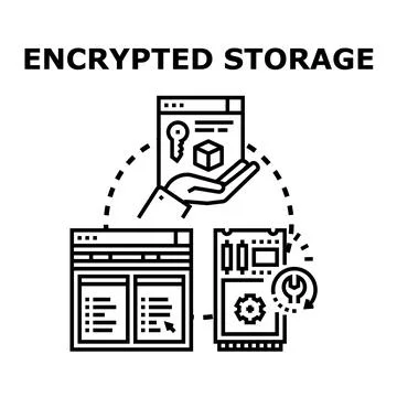 Encrypting digital data for secure storage system protection Stock Illustration