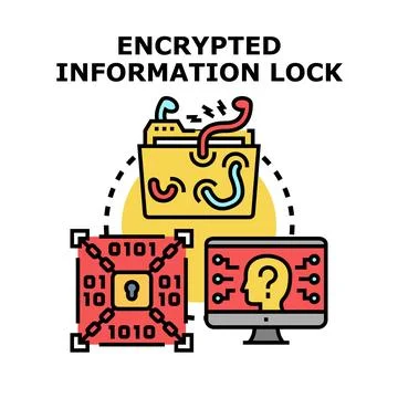 Encrypting digital information with secured lock concept イラスト素材