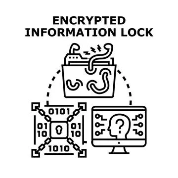 Encrypting digital information with secured lock concept Stock Illustration