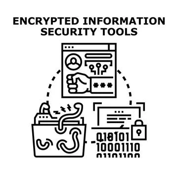 Encrypting digital information with security tools concept イラスト素材
