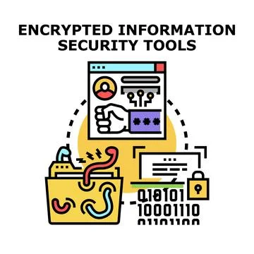 Encrypting digital information with security tools concept Stock Illustration