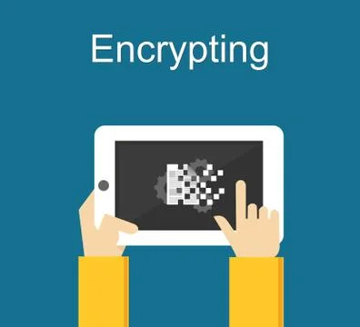 Encrypting file on gadget. Stock Illustration