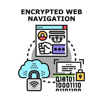 Encrypting internet data for secure web navigation Stock Illustration