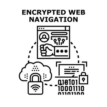 Encrypting internet data for secure web navigation Stock Illustration