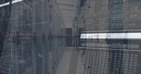 Encrypting network packets flowing through server racks in data center corrid 스톡 일러스트