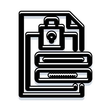 Encrypting protecting document data information privacy security Stock Illustration
