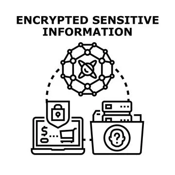 Encrypting sensitive personal data and financial information security Stock Illustration