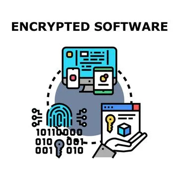 Encrypting software programs for digital data security and privacy 库存插图